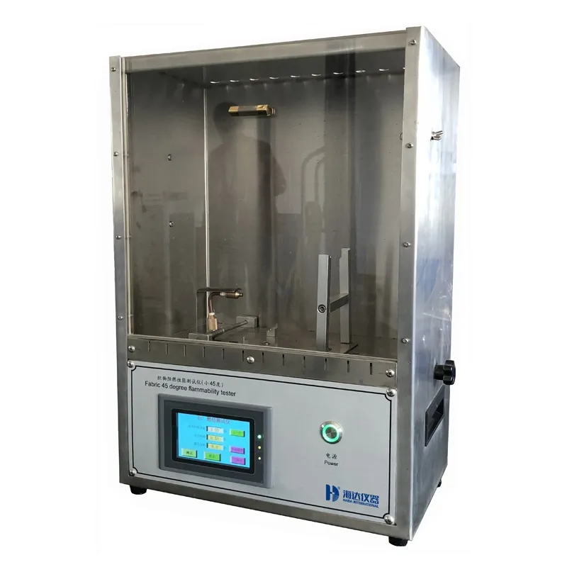 Mesin pengujian kinerja tahan api 45 derajat tekstil GB/T14644 & ASTM D1230 sesuai 0