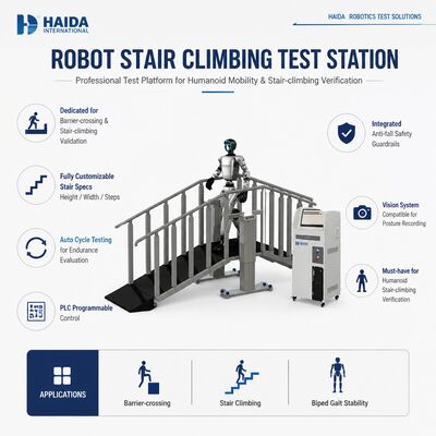 Robot Stair Climbing Test Station Stair Climbing Testing Equipment Specs Stair yang dapat disesuaikan Kontrol PLC Anti Fall Guardrails
