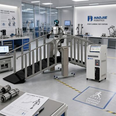 Robot Stair Climbing Test Station Stair Climbing Testing Equipment Specs Stair yang dapat disesuaikan Kontrol PLC Anti Fall Guardrails