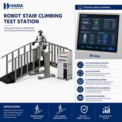 Robot Stair Climbing Test Station Stair Climbing Testing Equipment Specs Stair yang dapat disesuaikan Kontrol PLC Anti Fall Guardrails
