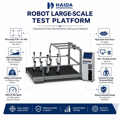 Peralatan Uji Ketahanan Kelelahan Lereng Dua Arah Beban 230kg Kecepatan 40km/jam Sabuk Platform Penguji Skala Besar Robot Humanoid