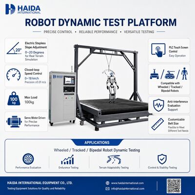 HD Robot Platform Uji Dinamis Stabilitas Berjalan Uji Mesin Peralatan Kemiringan yang disesuaikan 0 20 derajat Kontrol kecepatan 0 18 km/jam