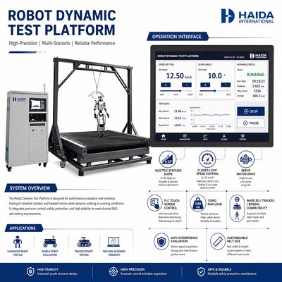 HD Robot Platform Uji Dinamis Stabilitas Berjalan Uji Mesin Peralatan Kemiringan yang disesuaikan 0 20 derajat Kontrol kecepatan 0 18 km/jam