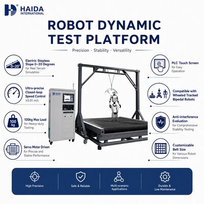 HD Robot Platform Uji Dinamis Stabilitas Berjalan Uji Mesin Peralatan Kemiringan yang disesuaikan 0 20 derajat Kontrol kecepatan 0 18 km/jam