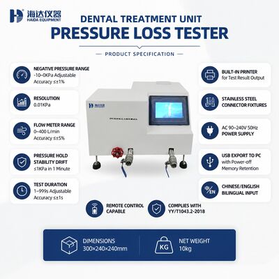 Unit Perawatan Gigi Tekanan Kehilangan Tester Tekanan Negatif Kerusakan Mesin pengujian Tekanan 0,01 kpa Resolusi Peralatan Gigi