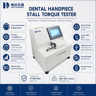 Mesin Pengukur Torsi Dental Handpiece Stall Tester Pengukuran Torsi untuk Peralatan Pengujian QC Turbin Gigi Presisi Tinggi 0,0005 Nm