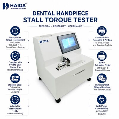 Mesin Pengukur Torsi Dental Handpiece Stall Tester Pengukuran Torsi untuk Peralatan Pengujian QC Turbin Gigi Presisi Tinggi 0,0005 Nm