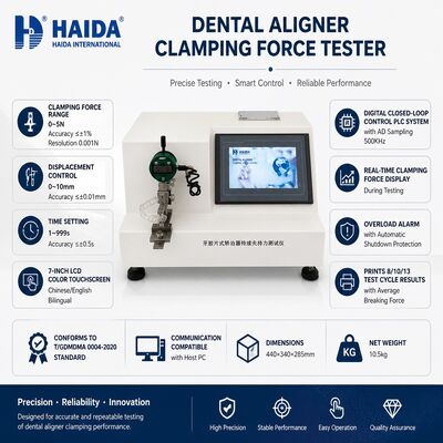 Tester Kekuatan Clamping Dental Aligner Clear Aligner Testing Machine Equipment Gauge Kekuatan Ortodontik 0.001N Presisi Resolusi