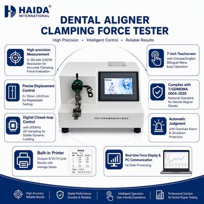 Tester Kekuatan Clamping Dental Aligner Clear Aligner Testing Machine Equipment Gauge Kekuatan Ortodontik 0.001N Presisi Resolusi